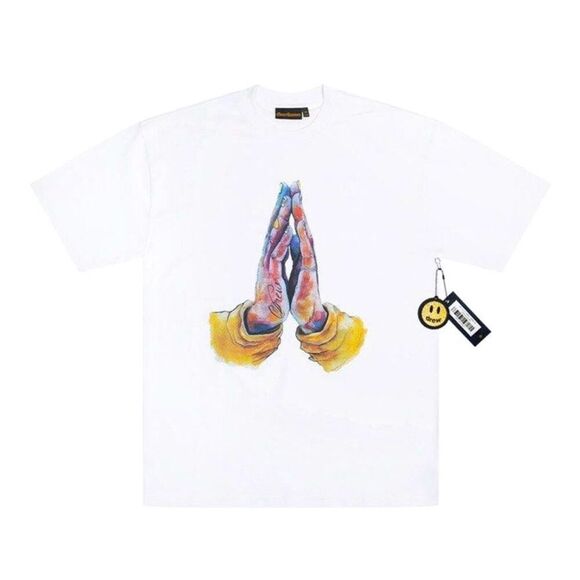 drewhouse white praying hands SS T-shirt M NWT - Picture 1 of 4